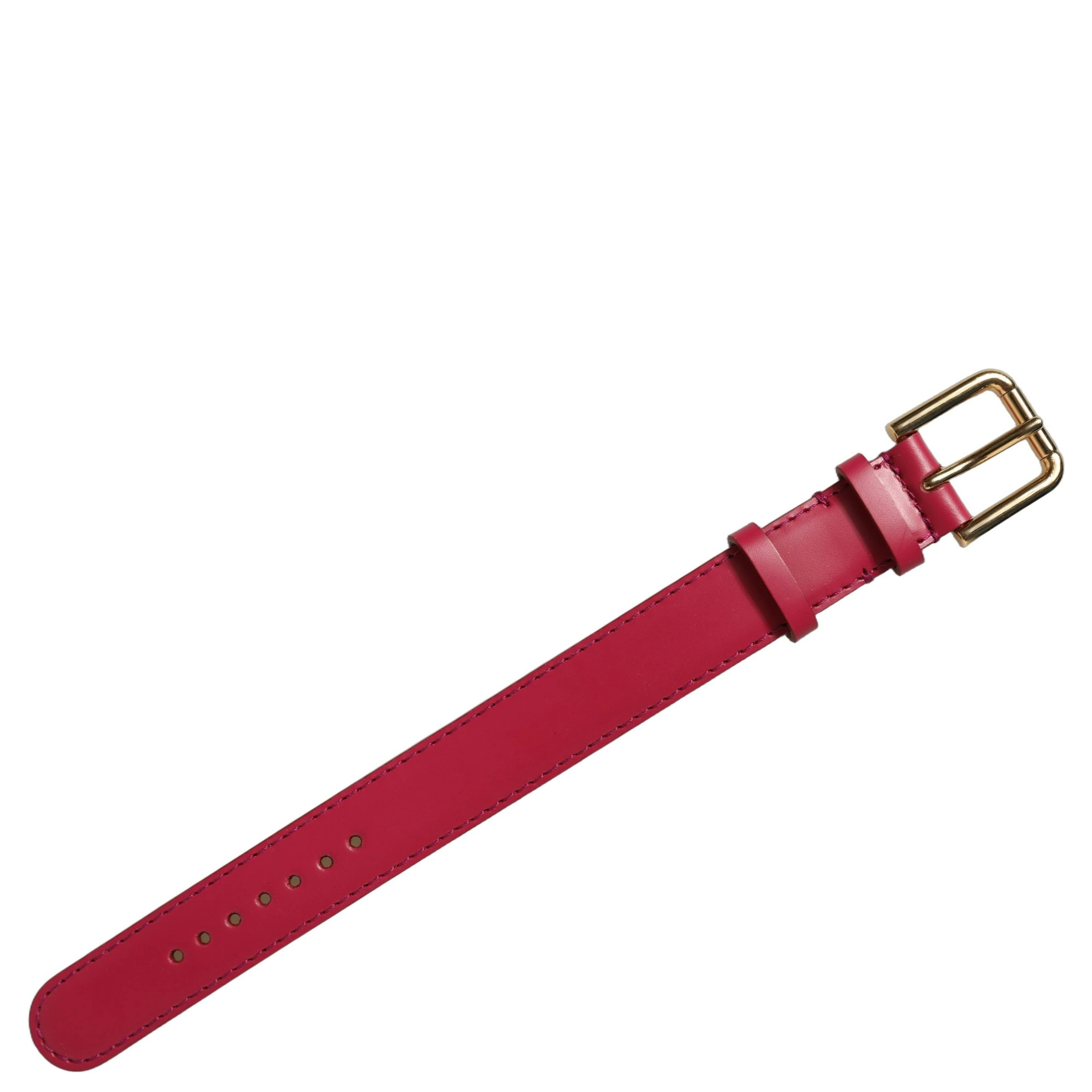 Red Calfskin Leather Gold Buckle Belt Strap Bracelet