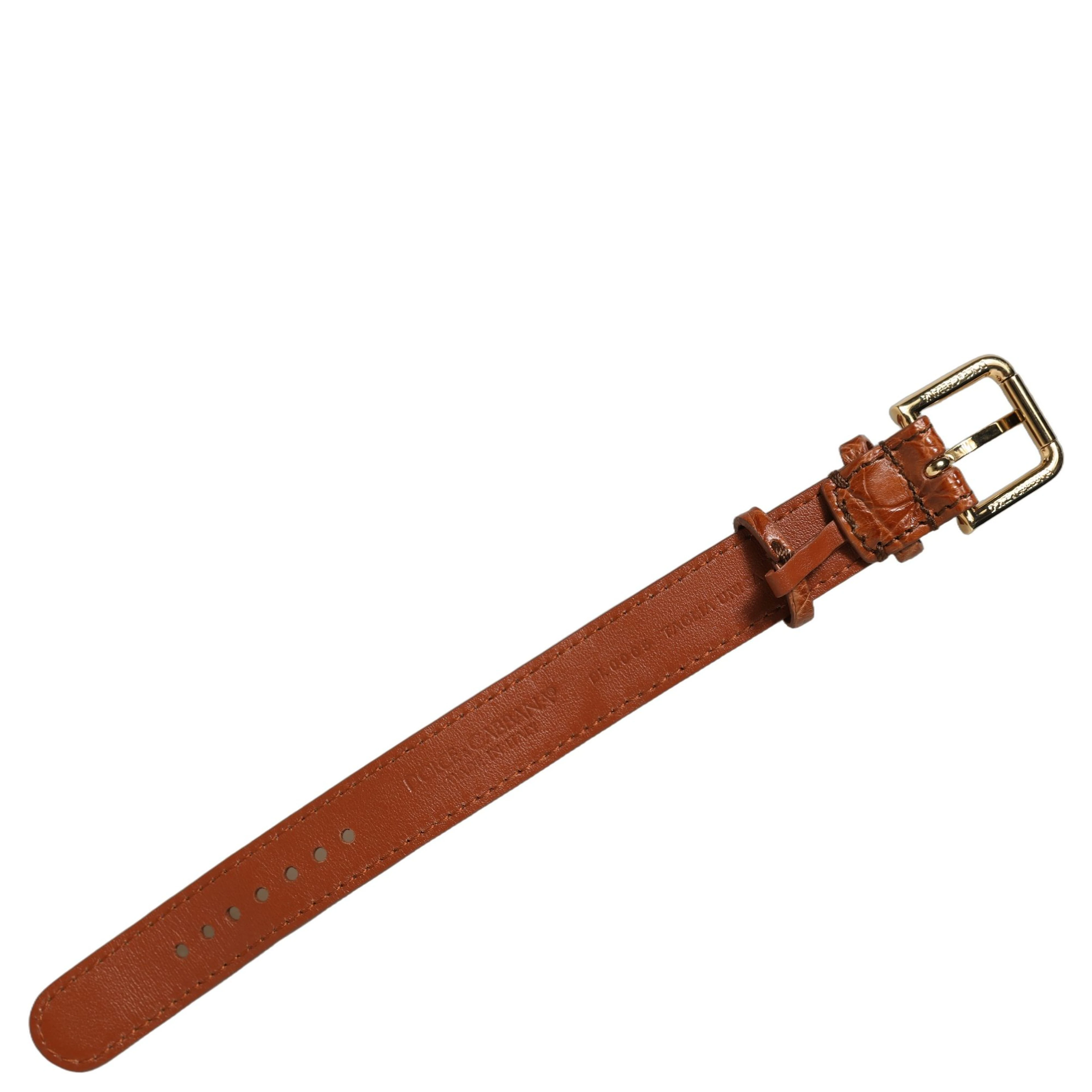 Brown Textured Leather Gold Buckle Belt Strap Bracelet