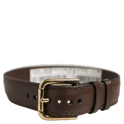 Brown Calfskin Leather Gold Buckle Belt Strap Bracelet