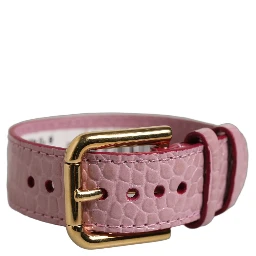Pink Embossed Leather Gold Buckle Belt Strap Bracelet