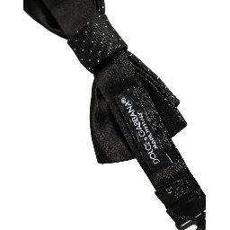 Men Black DG Polka Dot Adjustable Neck Papillon Bow Tie