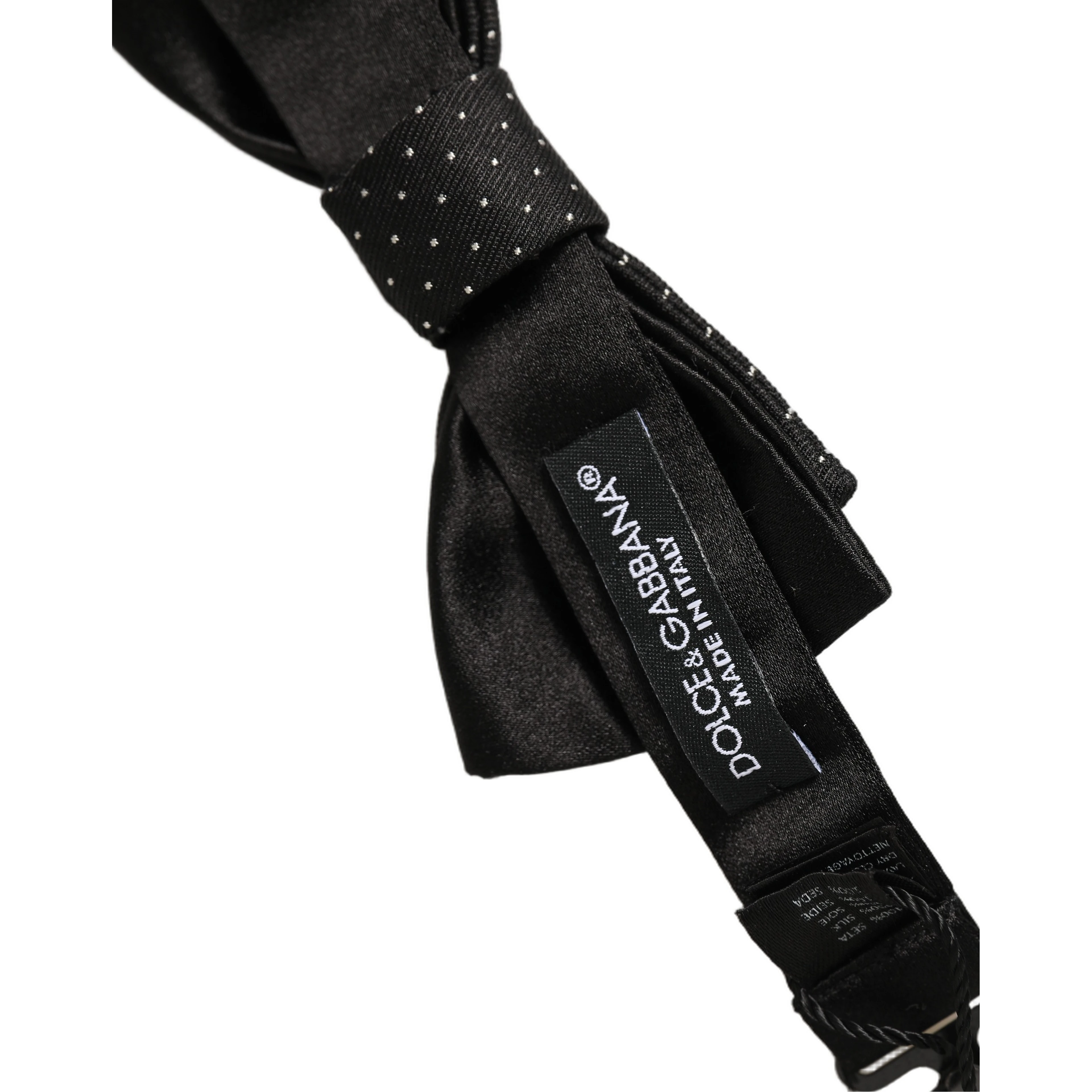 Men Black DG Polka Dot Adjustable Neck Papillon Bow Tie