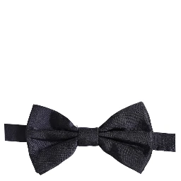 Men Dark Blue Silk Adjustable Neck Papillon Bow Tie