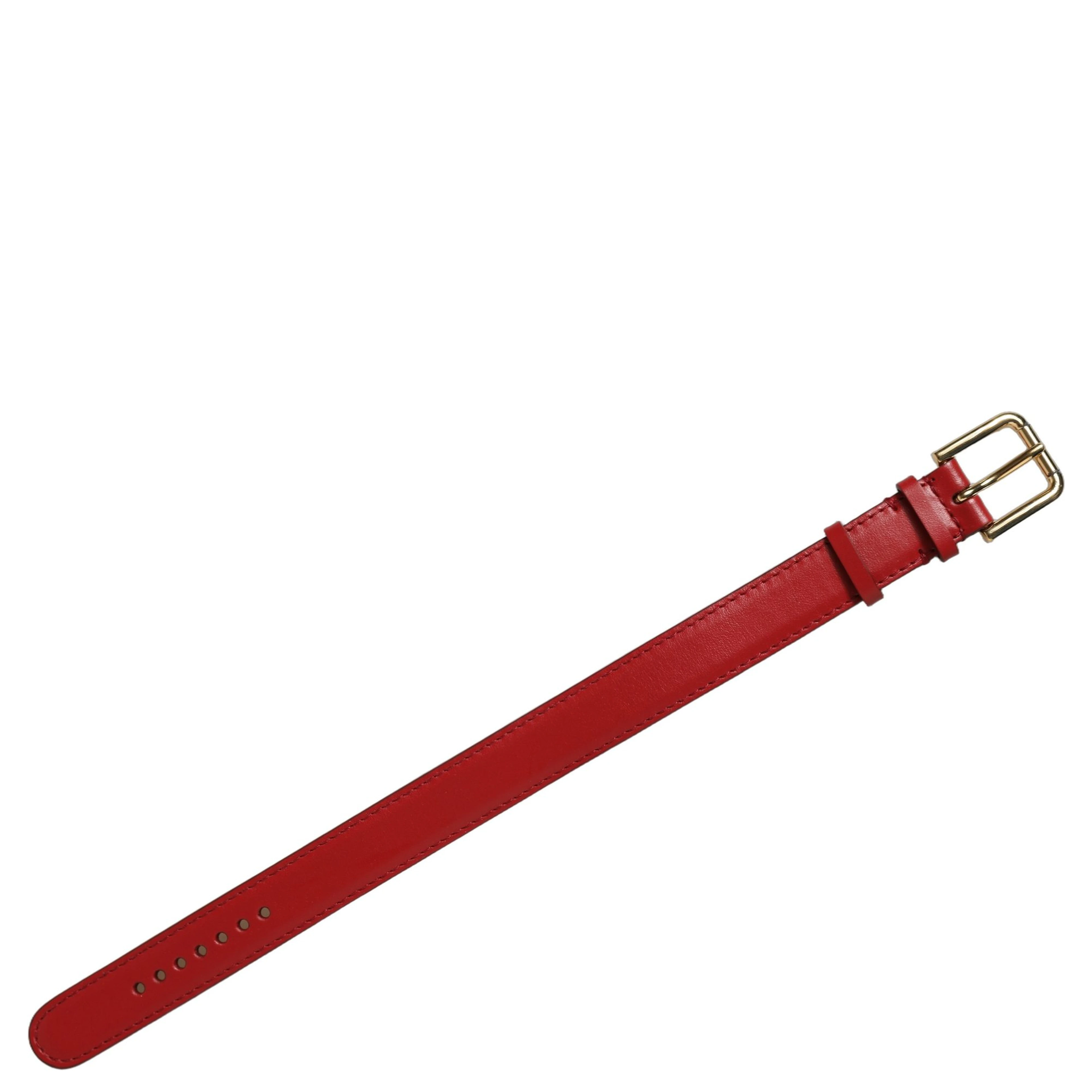 Red Calfskin Leather Gold Buckle Belt Strap Bracelet