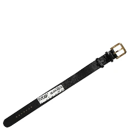 Black Textured Leather Gold Buckle Belt Strap Bracelet