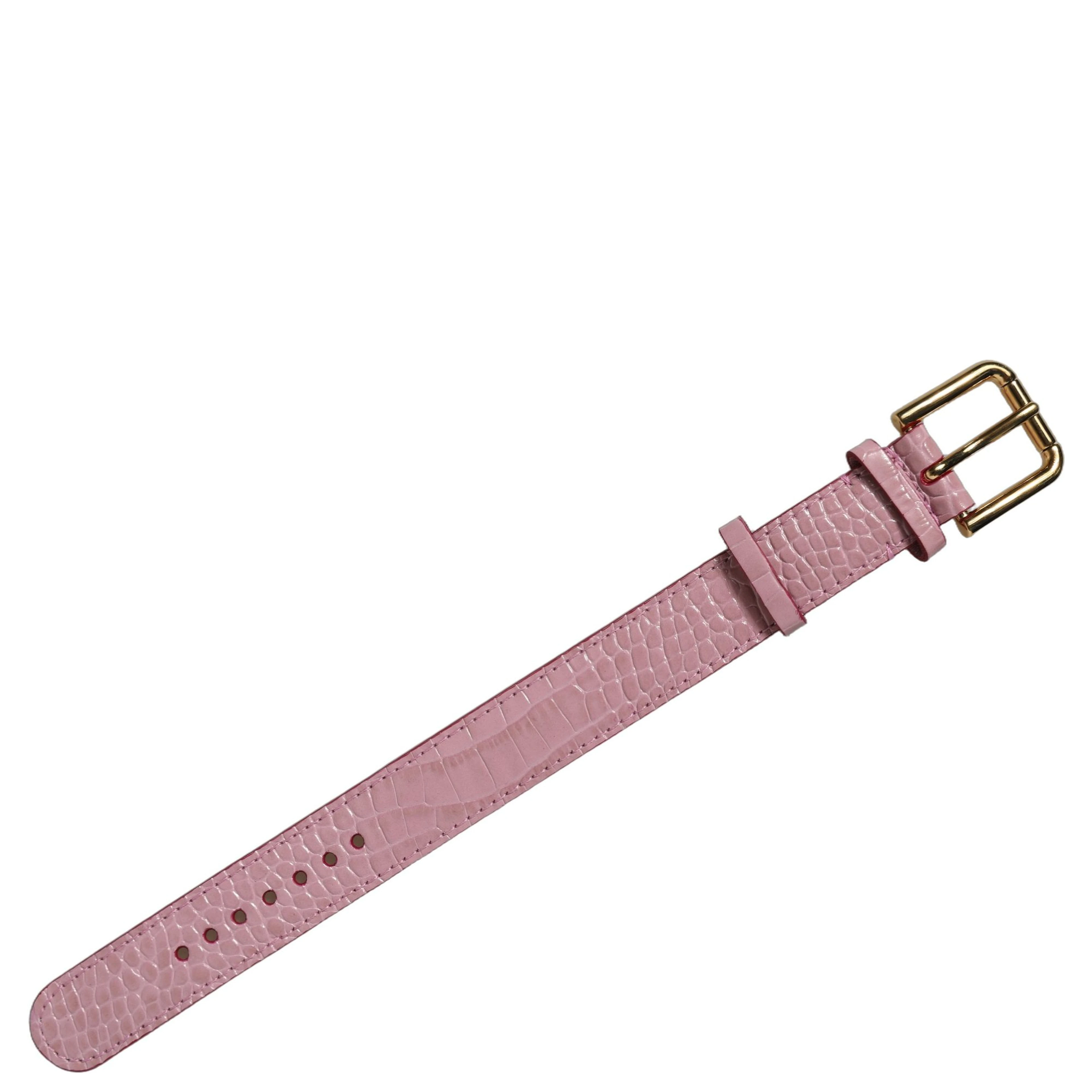 Pink Embossed Leather Gold Buckle Belt Strap Bracelet