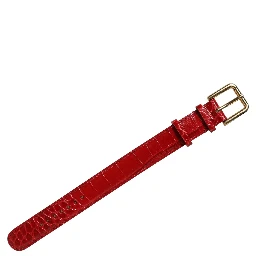 Red Embossed Leather Gold Buckle Belt Strap Bracelet
