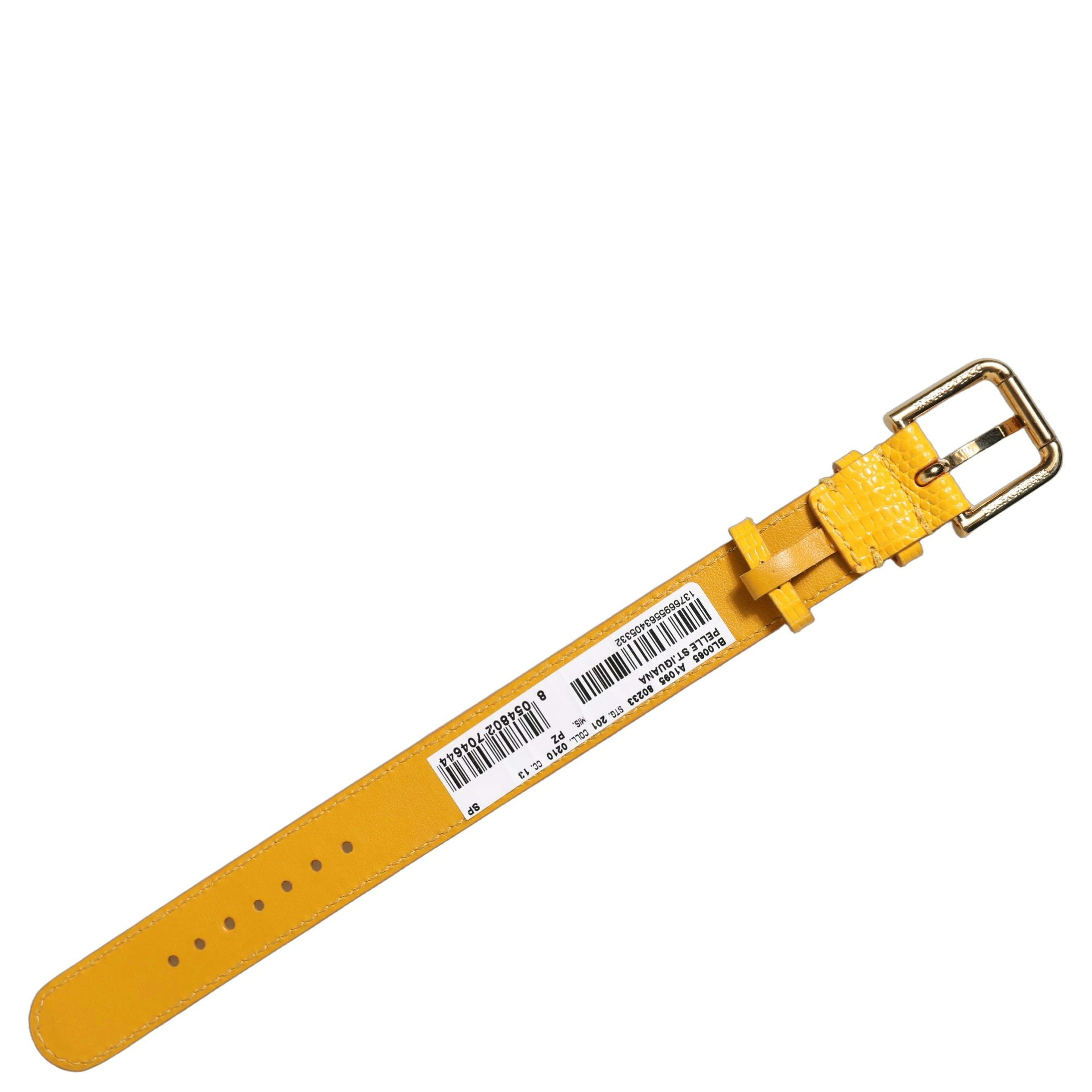 Yellow Textured Leather Gold Buckle Belt Strap Bracelet