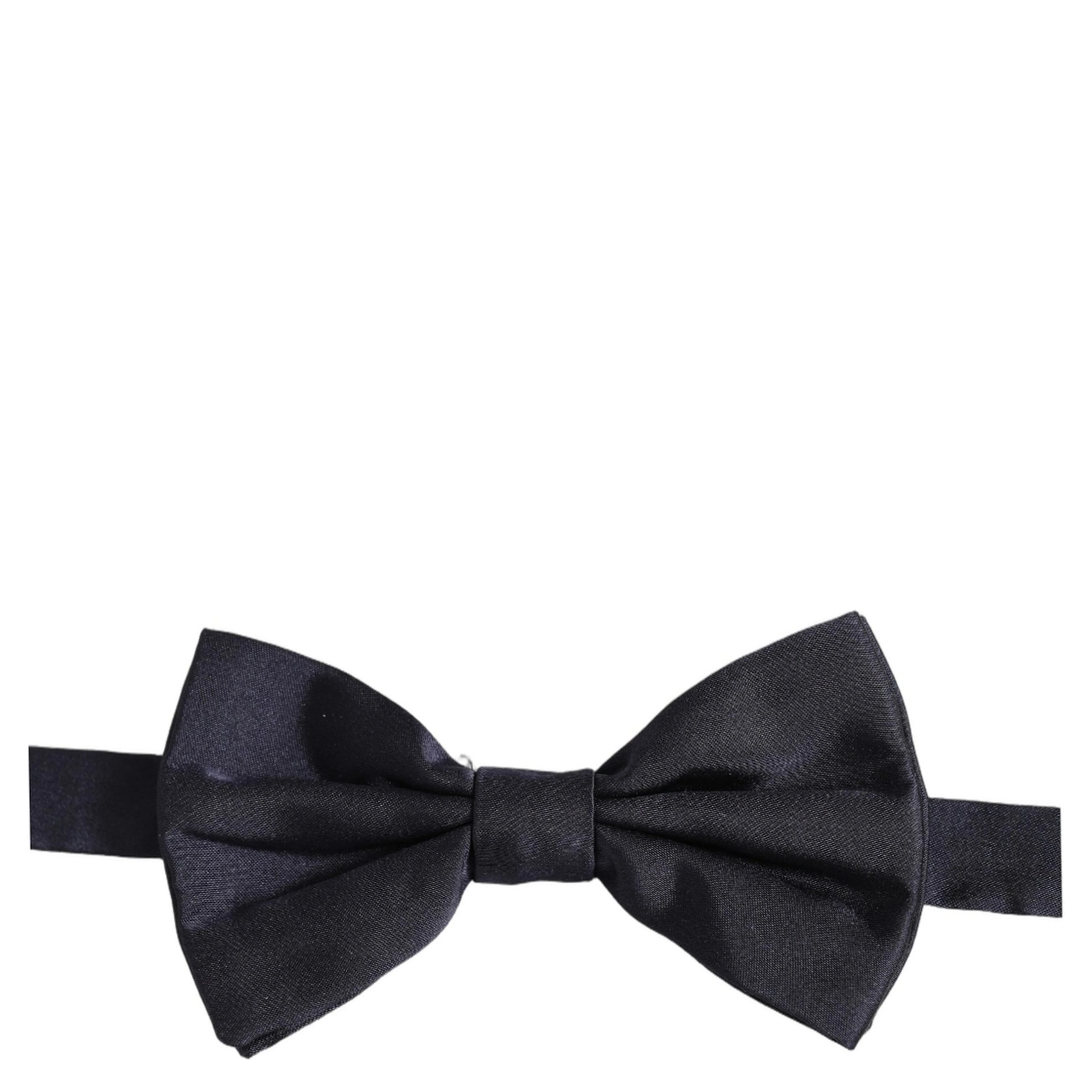 Men Dark Blue Silk Adjustable Neck Papillon Bow Tie