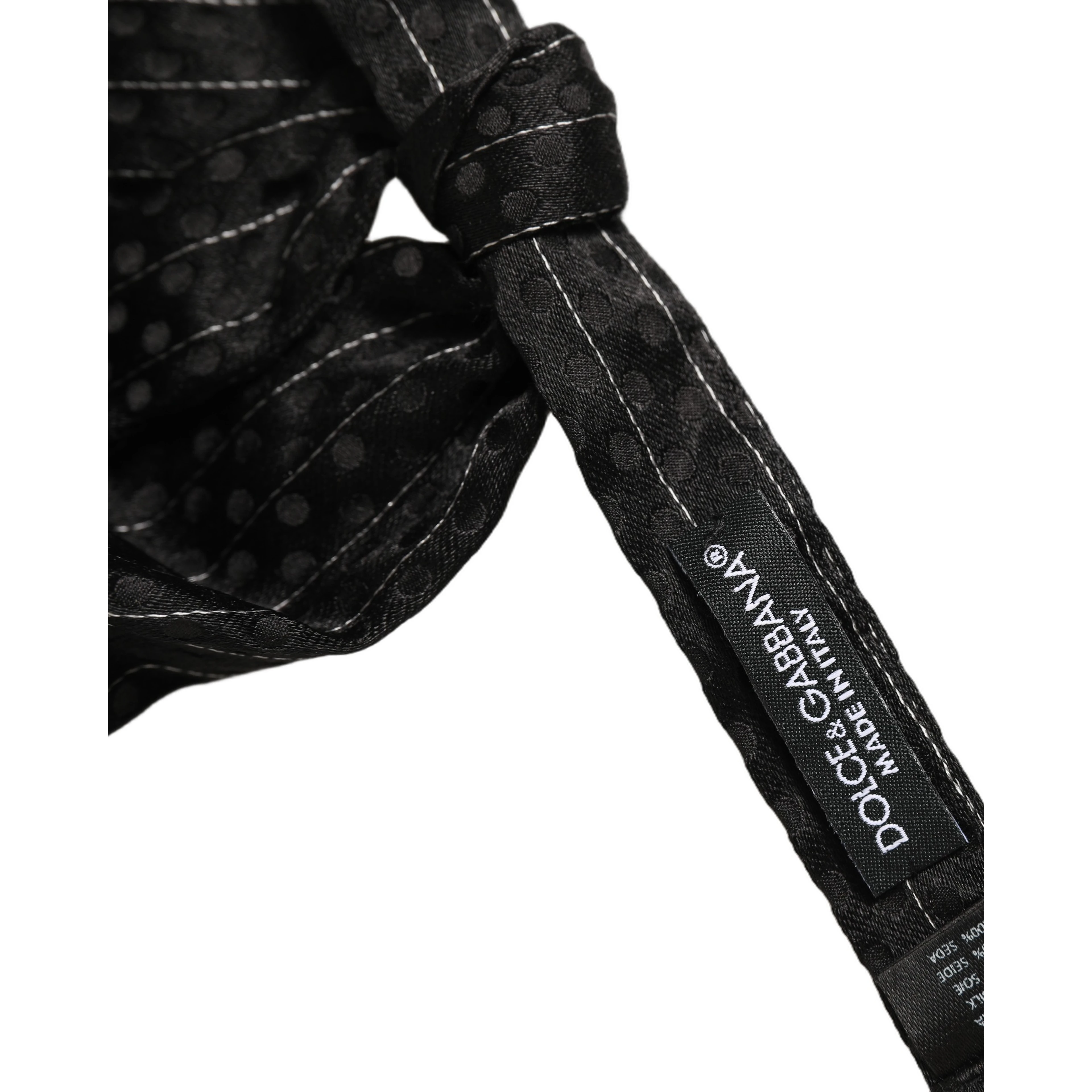 Men Black Pinstripe Silk Adjustable Neck Papillon Bow Tie
