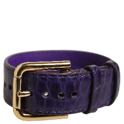 Violet Embossed Leather Gold Buckle Belt Strap Bracelet
