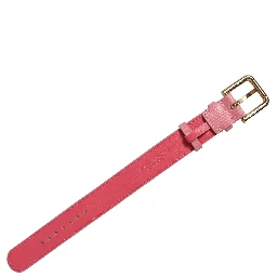 Pink Textured Leather Gold Buckle Belt Strap Bracelet
