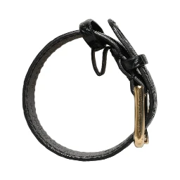 Black Textured Leather Gold Buckle Belt Strap Bracelet