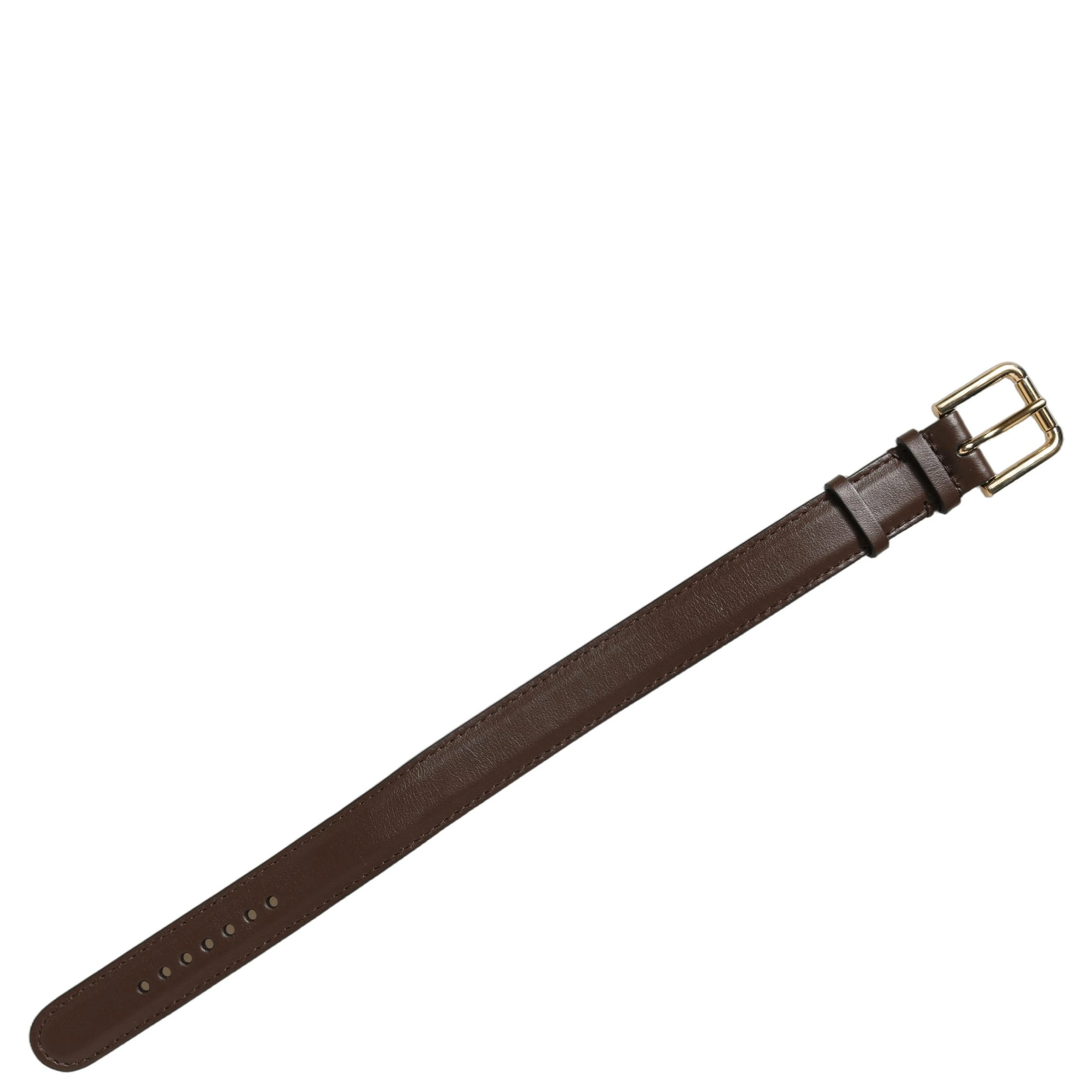 Brown Calfskin Leather Gold Buckle Belt Strap Bracelet