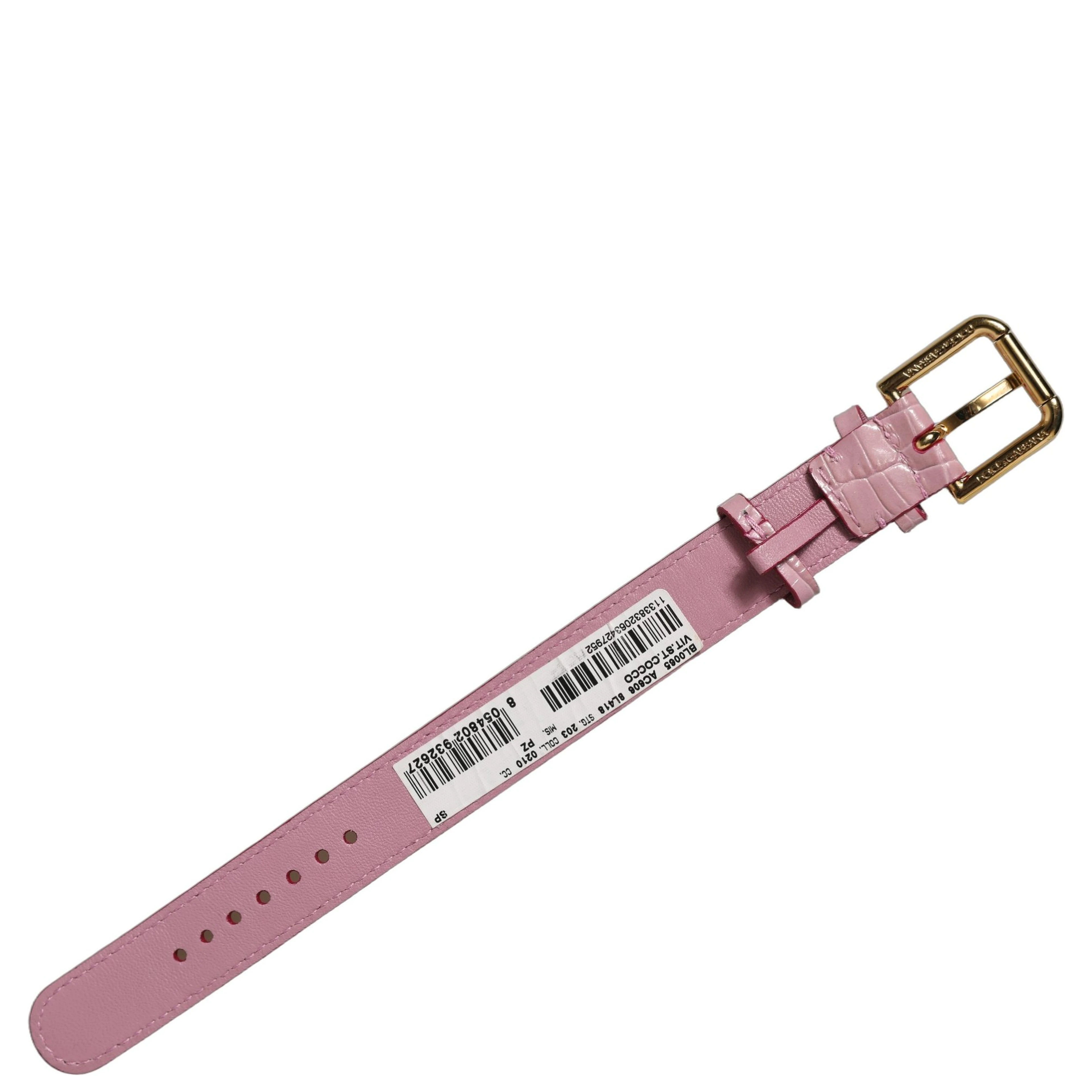 Pink Embossed Leather Gold Buckle Belt Strap Bracelet