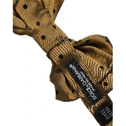 Men Brown Polka Dot Silk Adjustable Neck Papillon Bow Tie