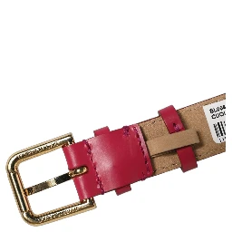 Red Calfskin Leather Gold Buckle Belt Strap Bracelet