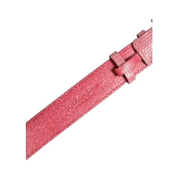 Pink Textured Leather Gold Buckle Belt Strap Bracelet