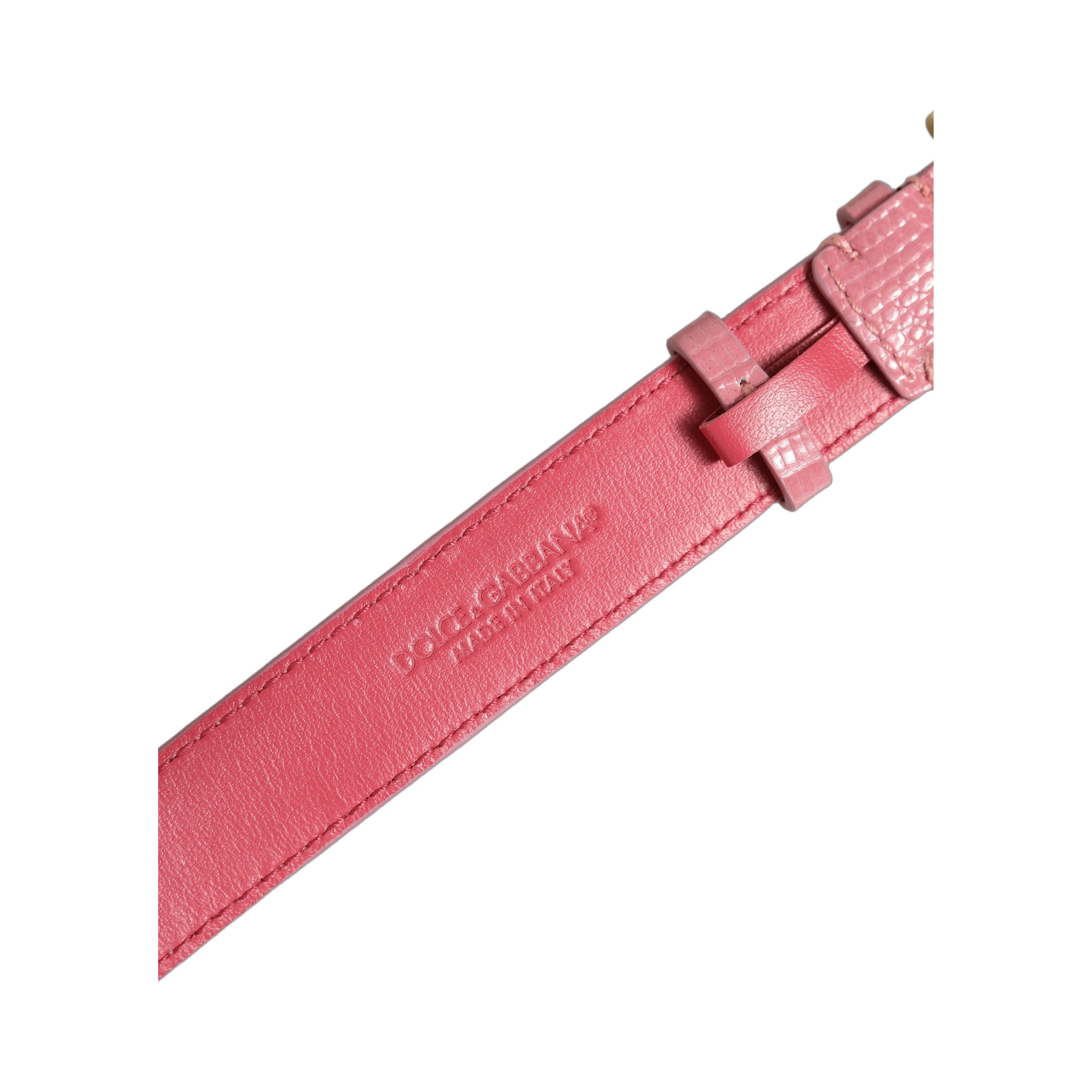 Pink Textured Leather Gold Buckle Belt Strap Bracelet