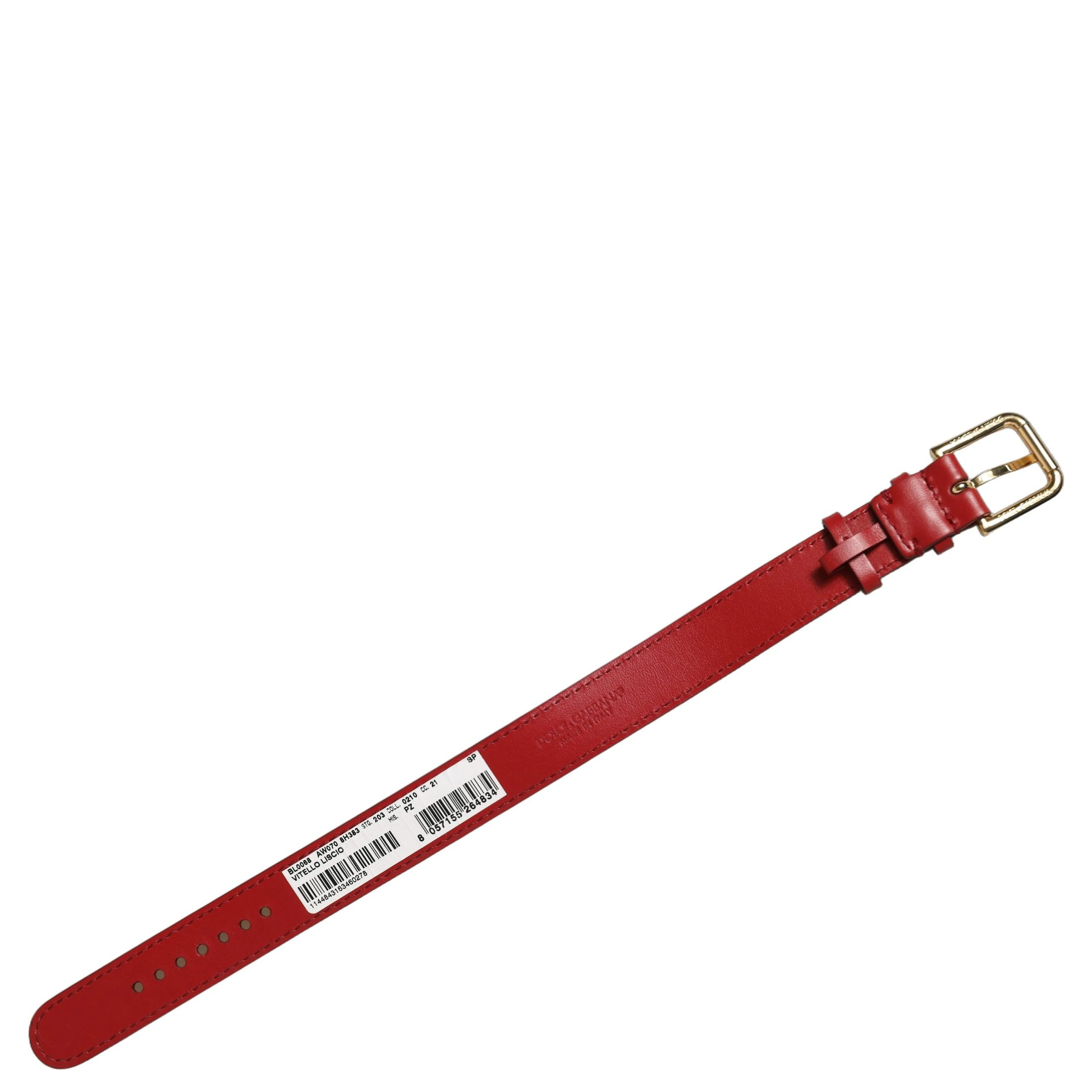 Red Calfskin Leather Gold Buckle Belt Strap Bracelet
