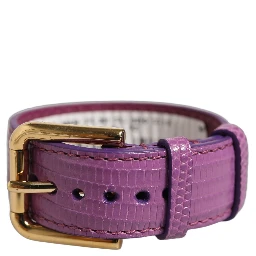 Purple Textured Leather Gold Buckle Belt Strap Bracelet