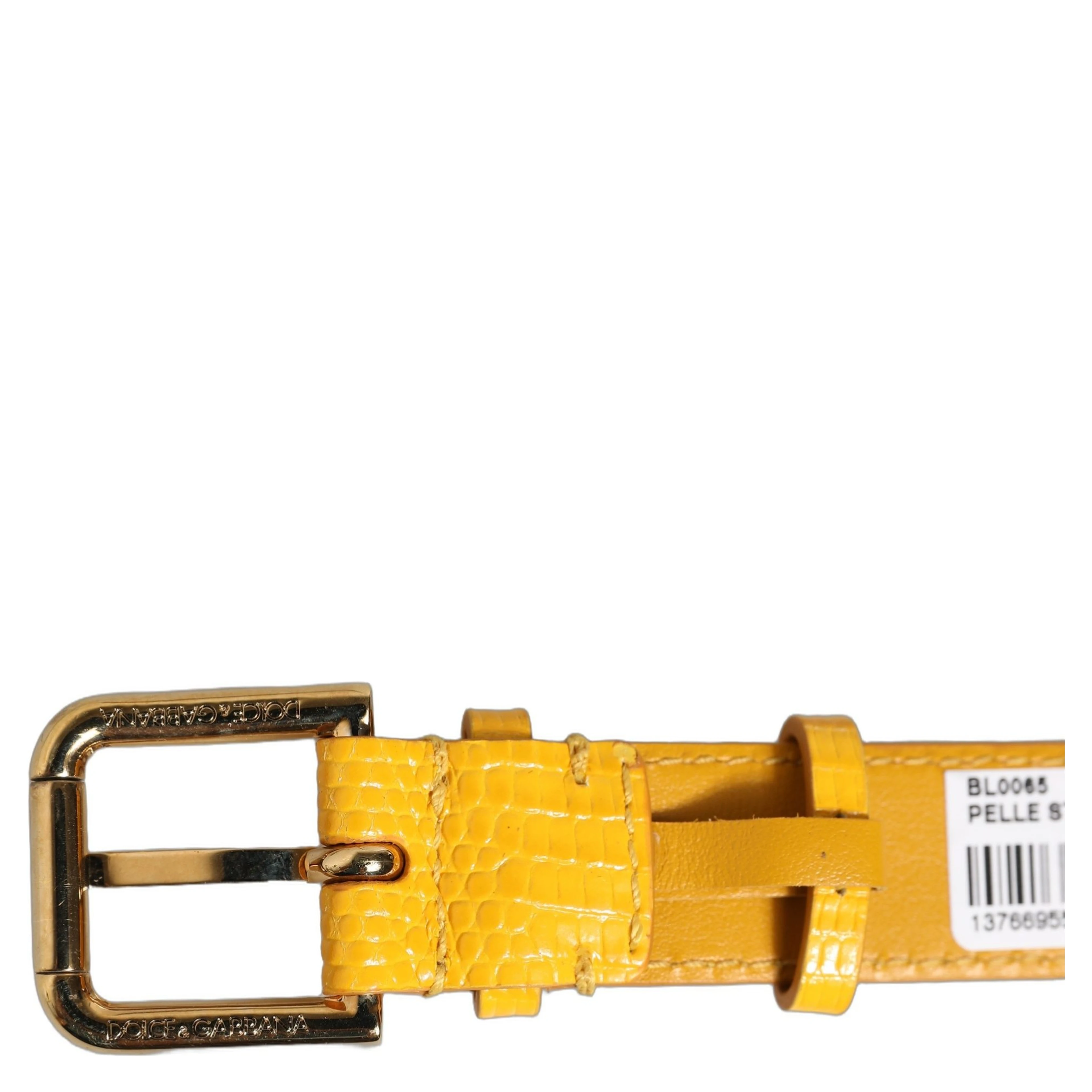 Yellow Textured Leather Gold Buckle Belt Strap Bracelet