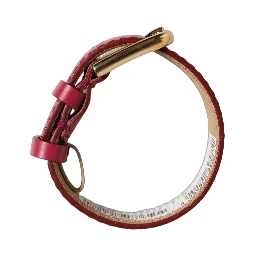 Red Calfskin Leather Gold Buckle Belt Strap Bracelet