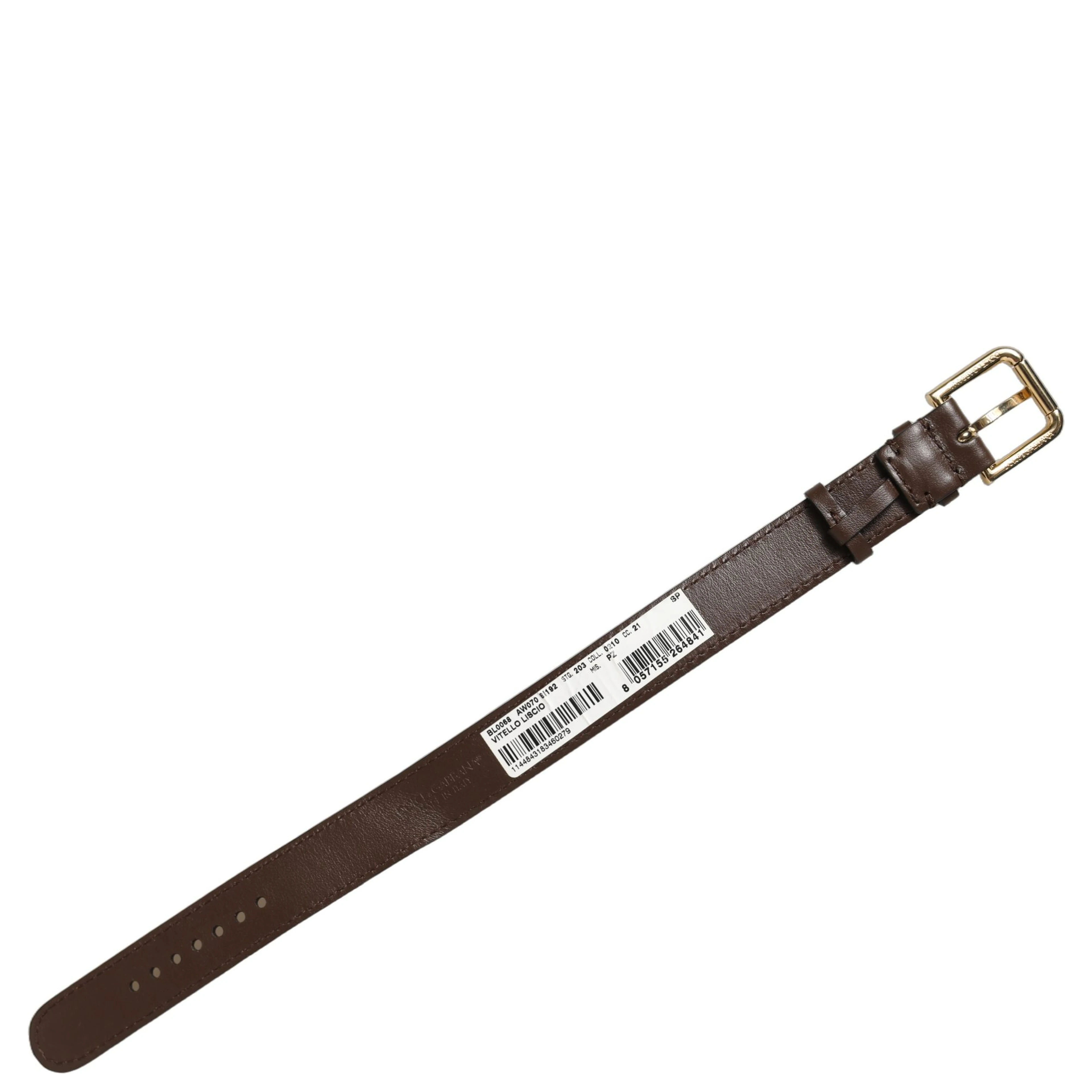 Brown Calfskin Leather Gold Buckle Belt Strap Bracelet