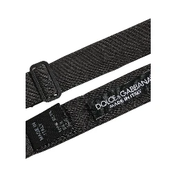 Men Black 100% Cotton Adjustable Neck Papillon Bow Tie