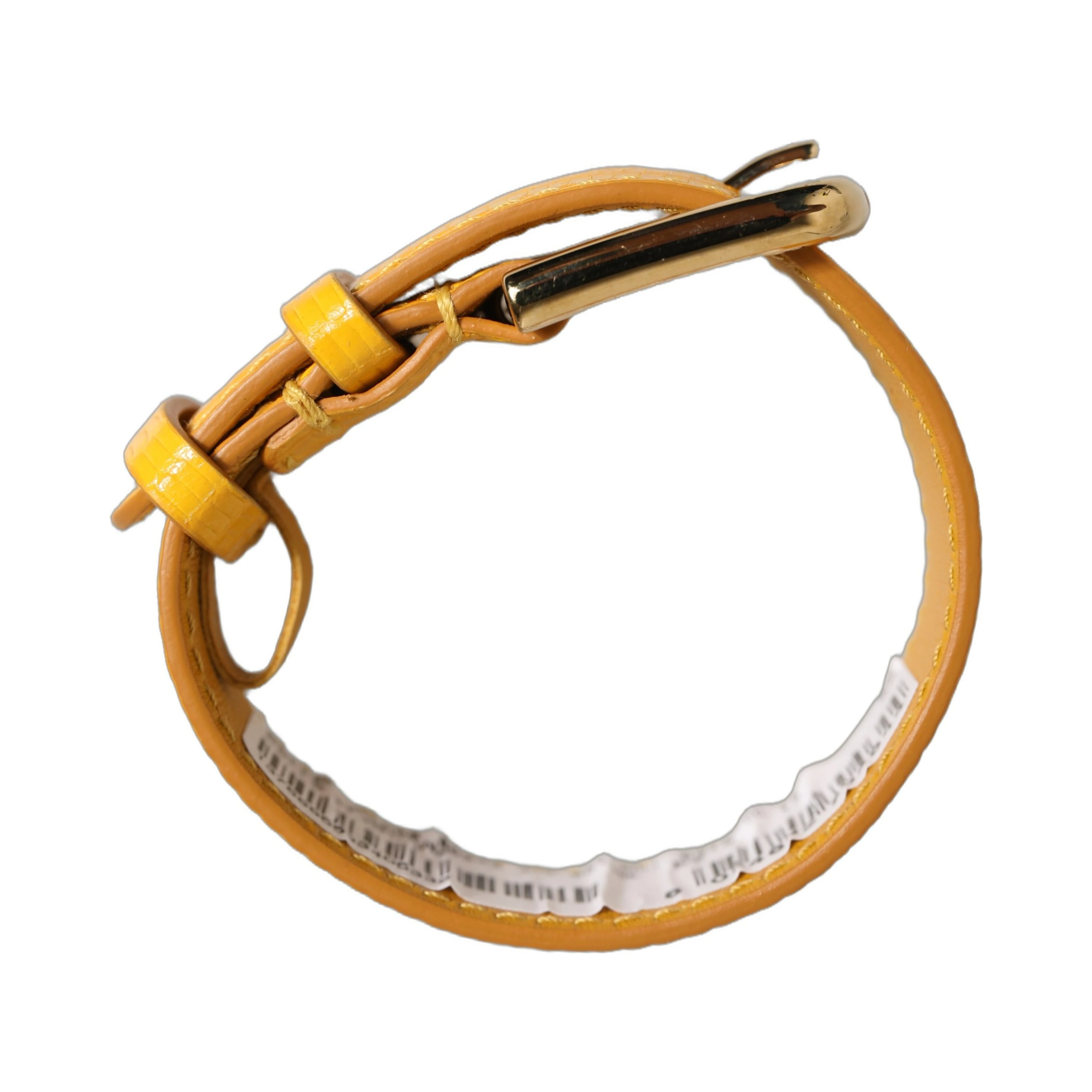 Yellow Textured Leather Gold Buckle Belt Strap Bracelet
