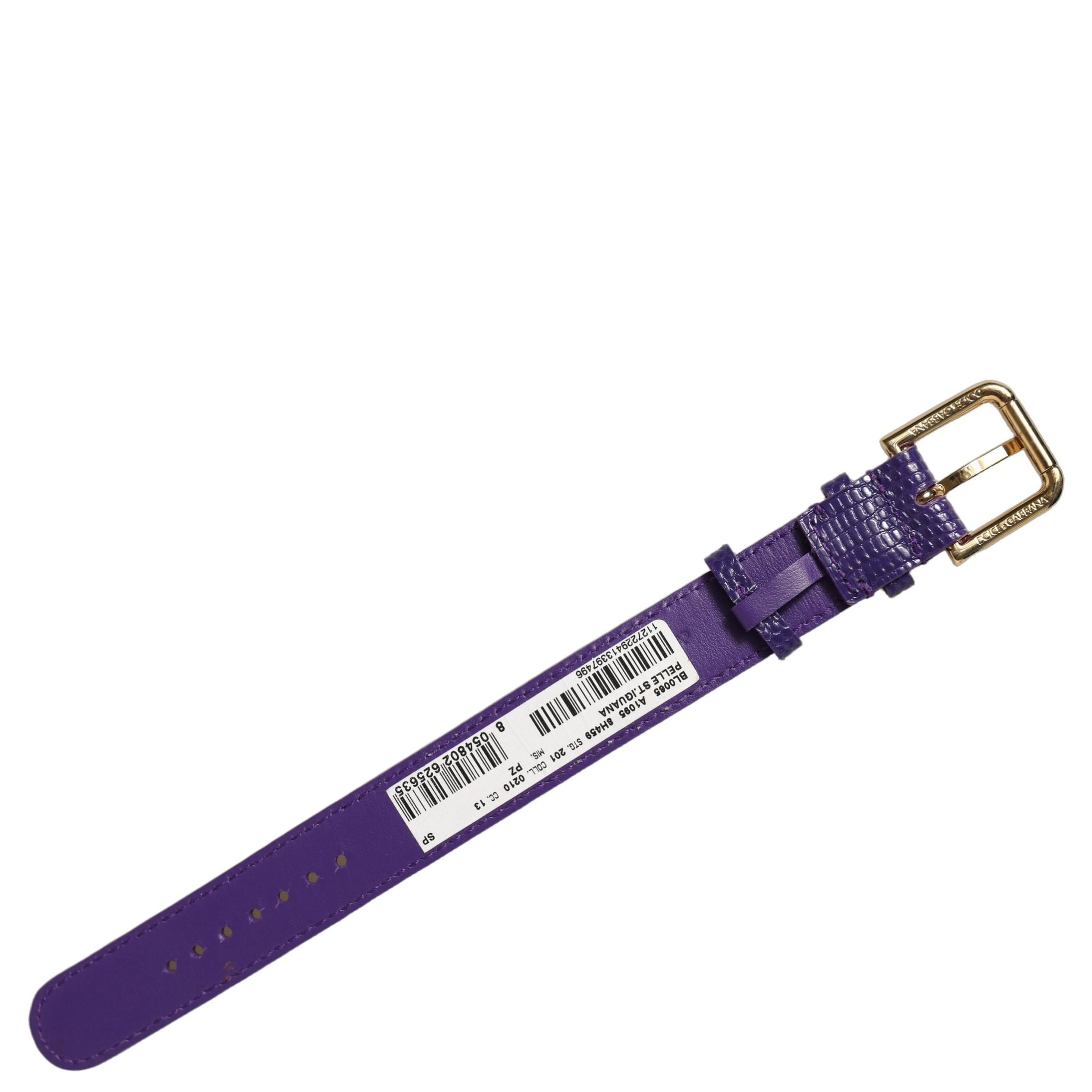 Violet Textured Leather Gold Buckle Belt Strap Bracelet