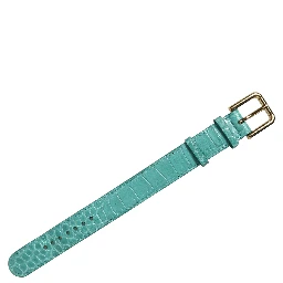 Blue Embossed Leather Gold Buckle Belt Strap Bracelet