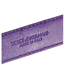 Violet Embossed Leather Gold Buckle Belt Strap Bracelet