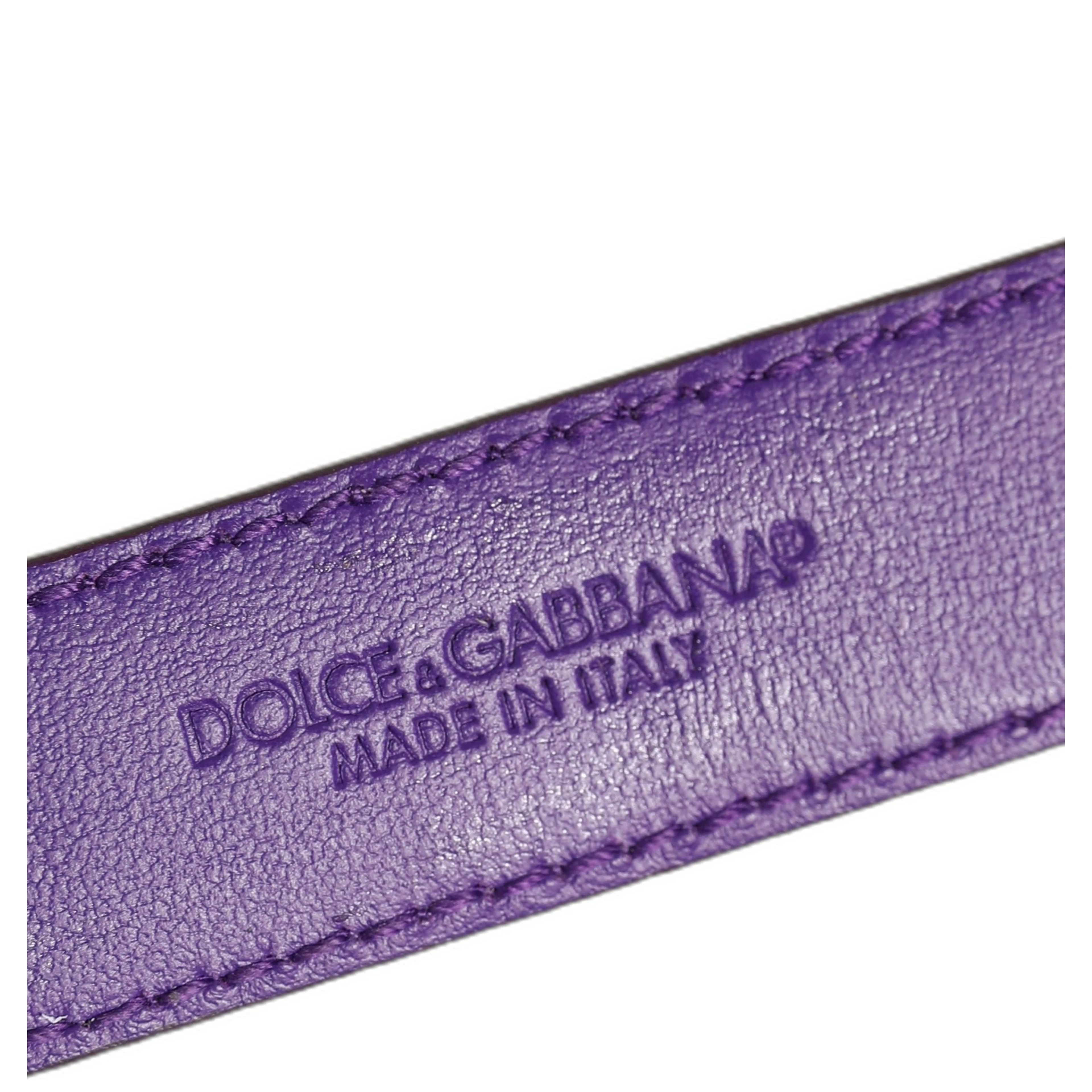Violet Embossed Leather Gold Buckle Belt Strap Bracelet