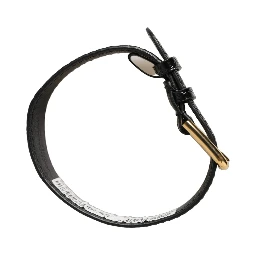 Black Textured Leather Gold Buckle Belt Strap Bracelet