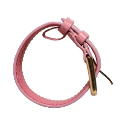 Pink Textured Leather Gold Buckle Belt Strap Bracelet