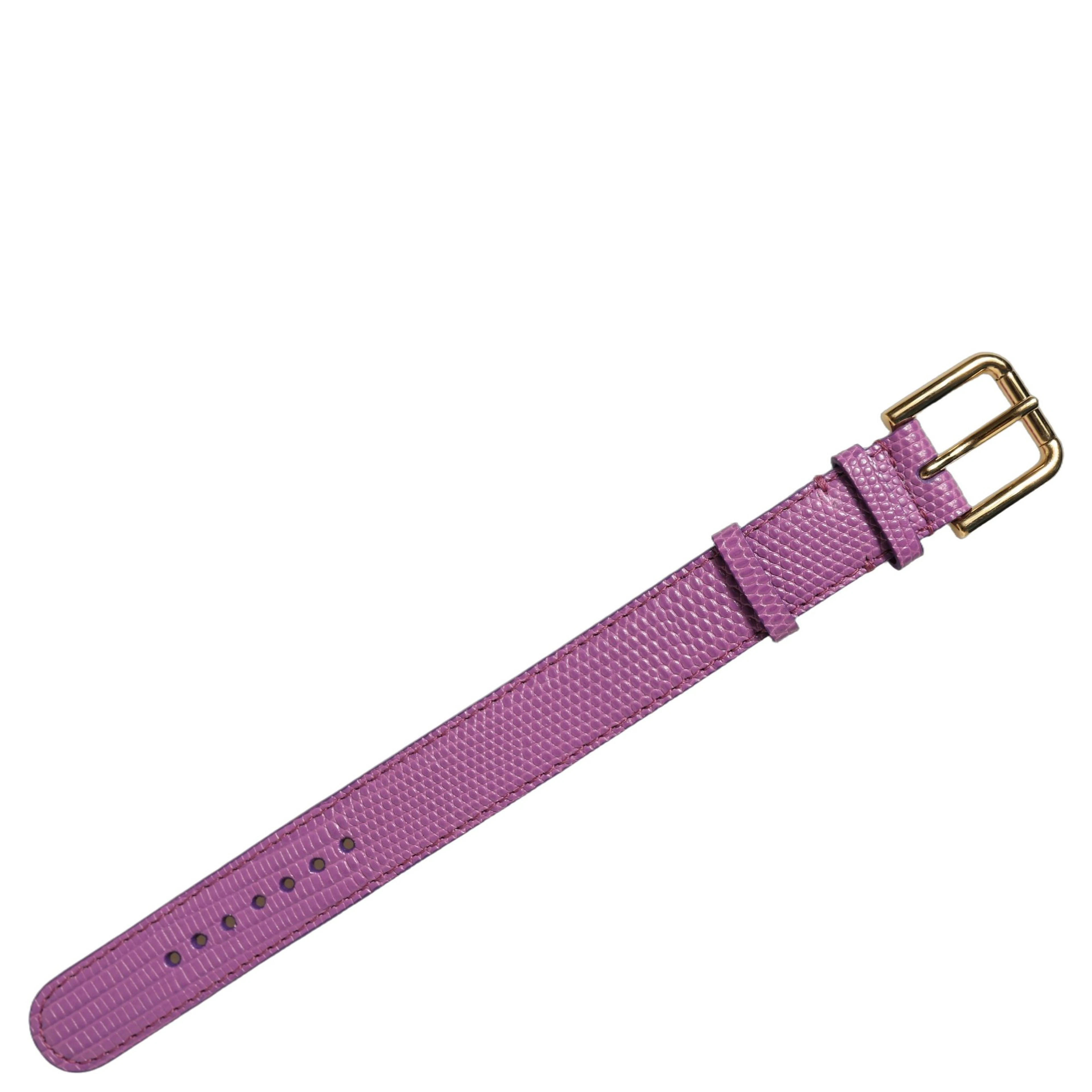 Purple Textured Leather Gold Buckle Belt Strap Bracelet