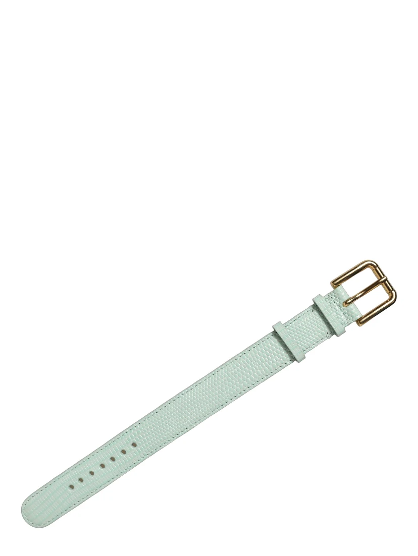 Green Textured Leather Gold Buckle Belt Strap Bracelet