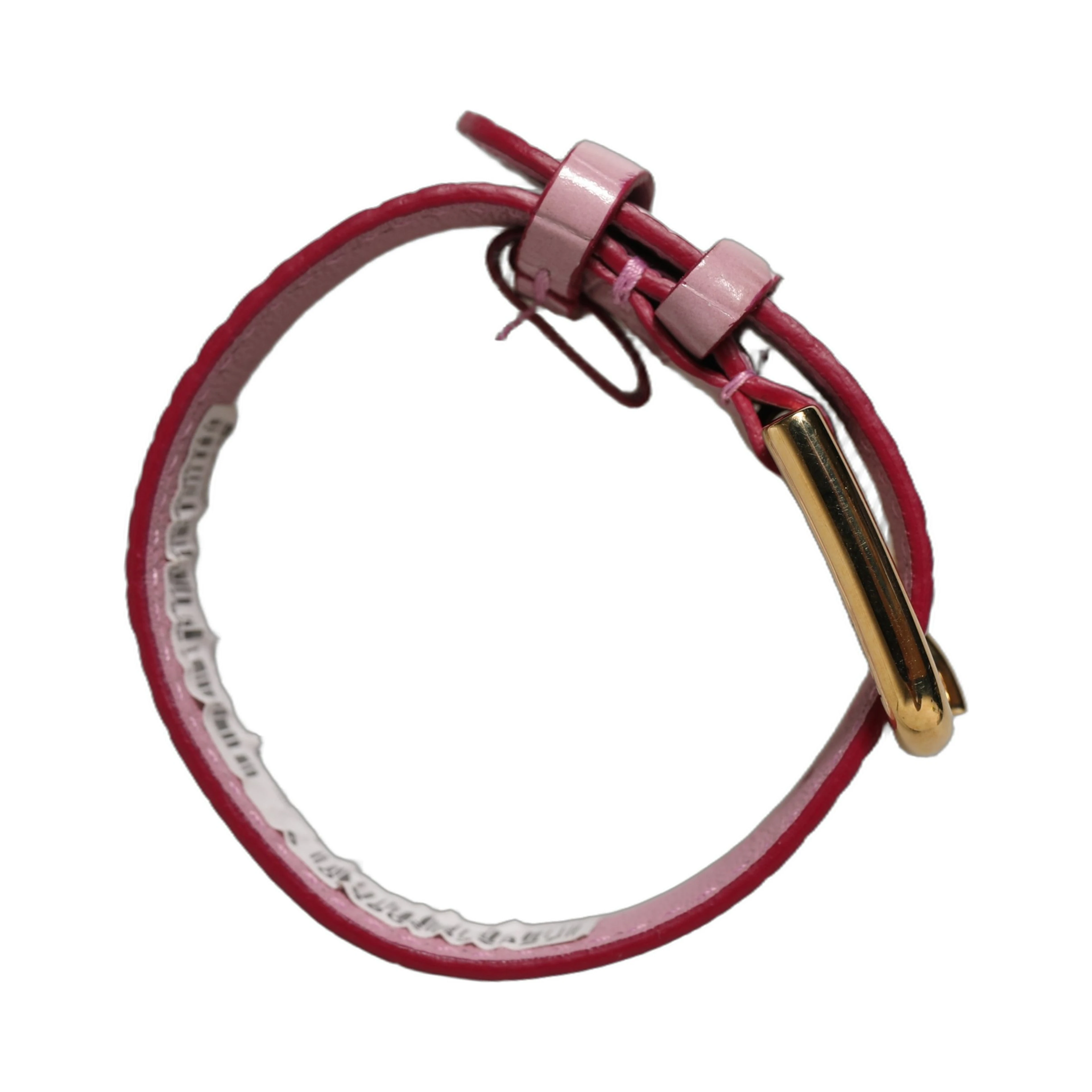 Pink Embossed Leather Gold Buckle Belt Strap Bracelet