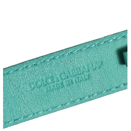 Blue Embossed Leather Gold Buckle Belt Strap Bracelet