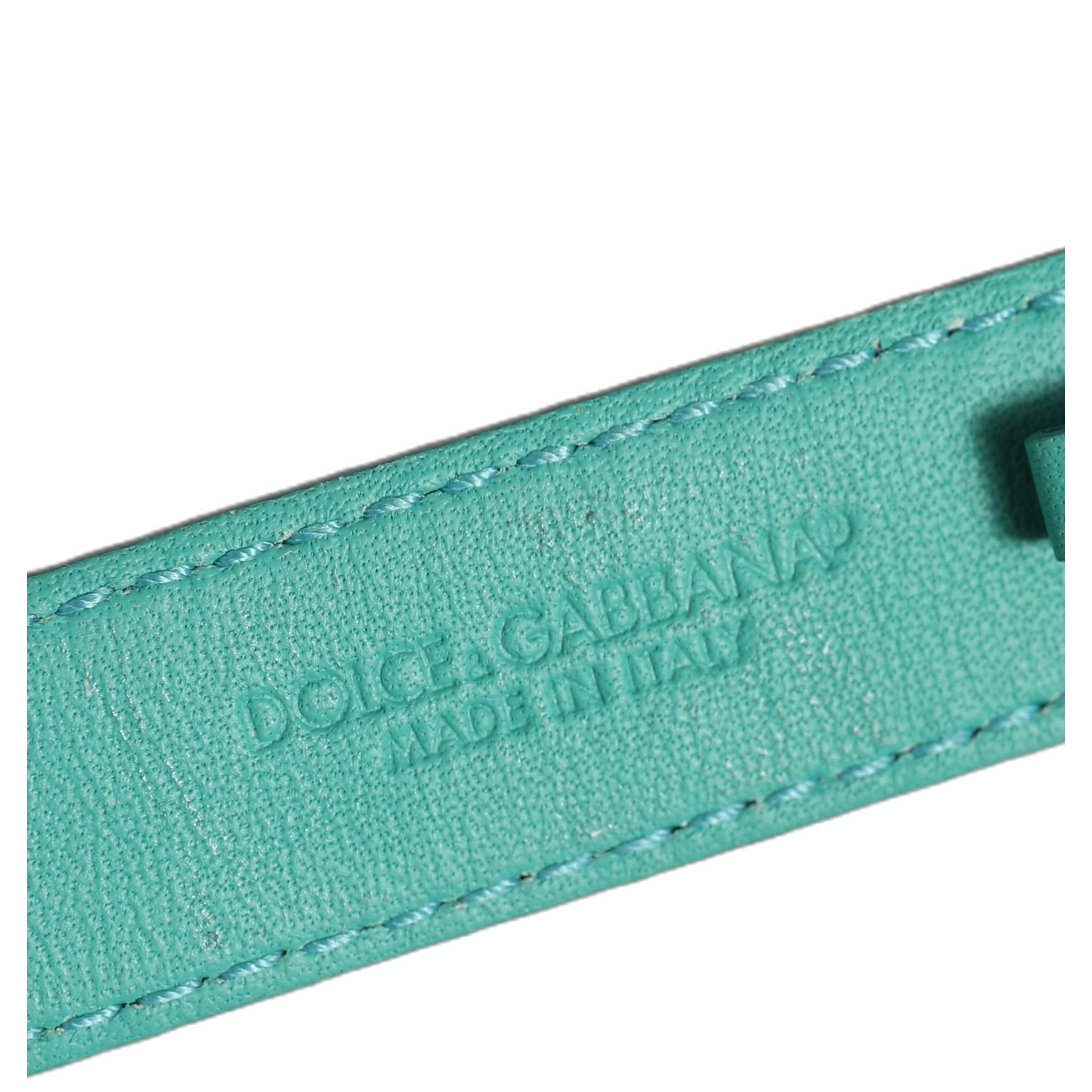 Blue Embossed Leather Gold Buckle Belt Strap Bracelet