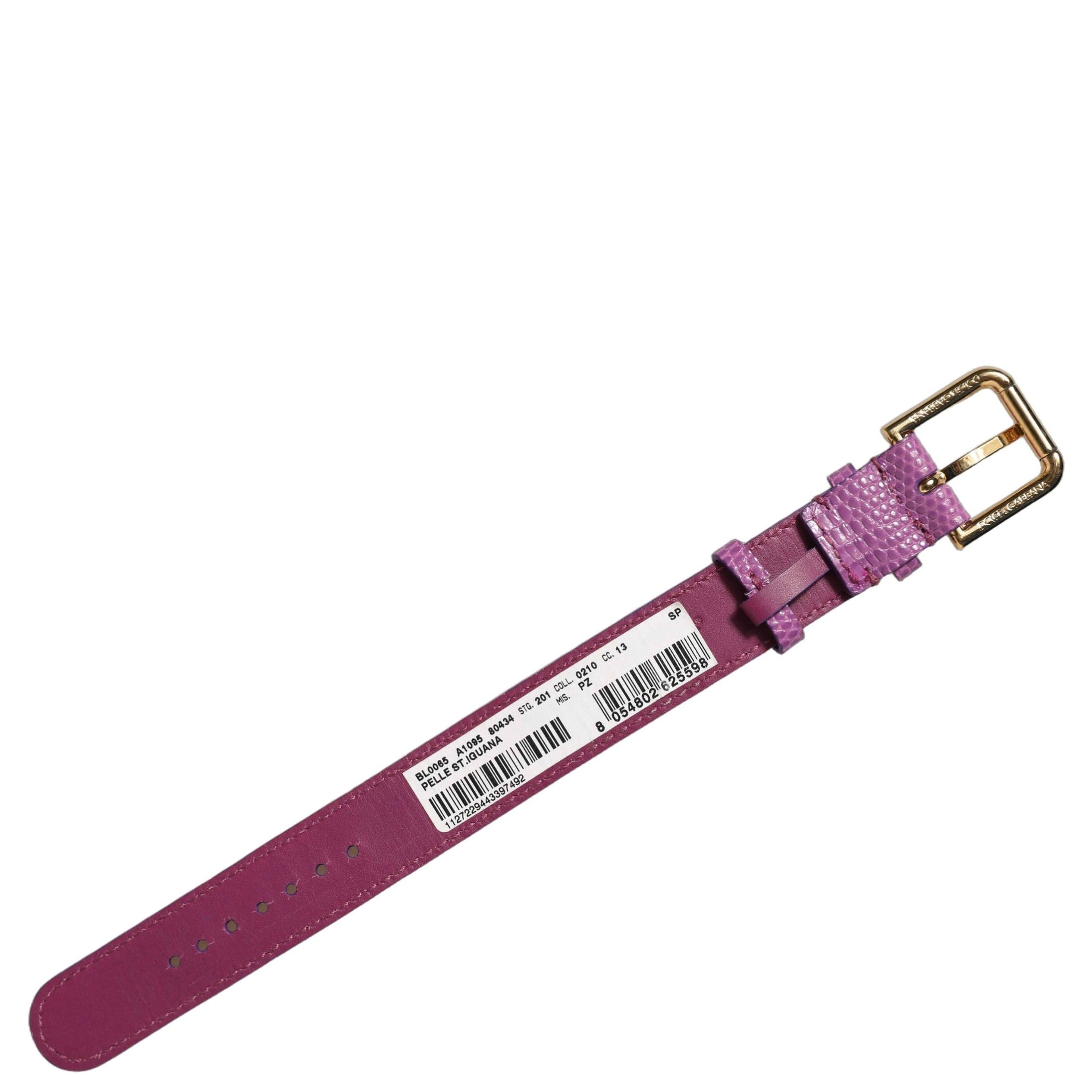 Purple Textured Leather Gold Buckle Belt Strap Bracelet