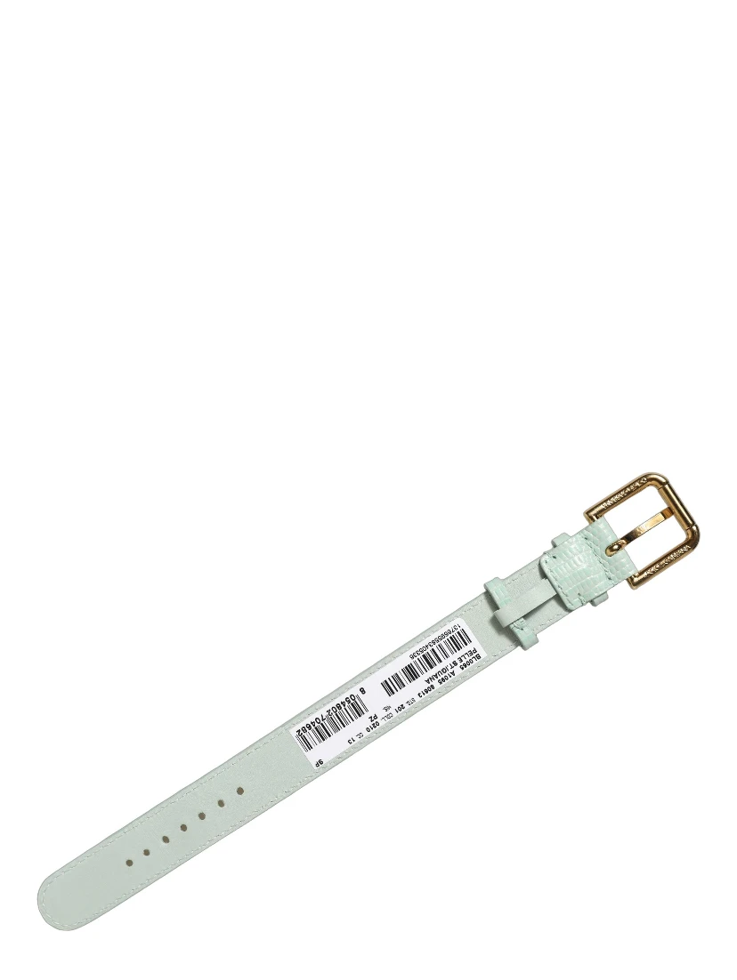 Green Textured Leather Gold Buckle Belt Strap Bracelet