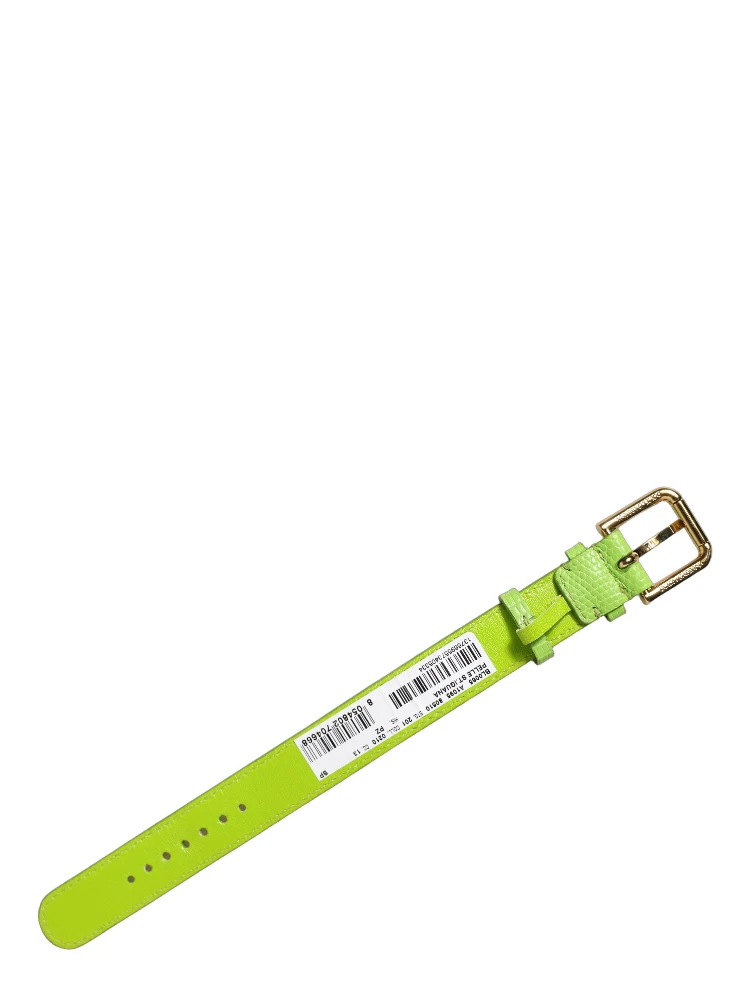 Green Textured Leather Gold Buckle Belt Strap Bracelet alternative