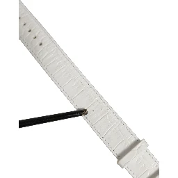 White Embossed Leather Gold Buckle Belt Strap Bracelet
