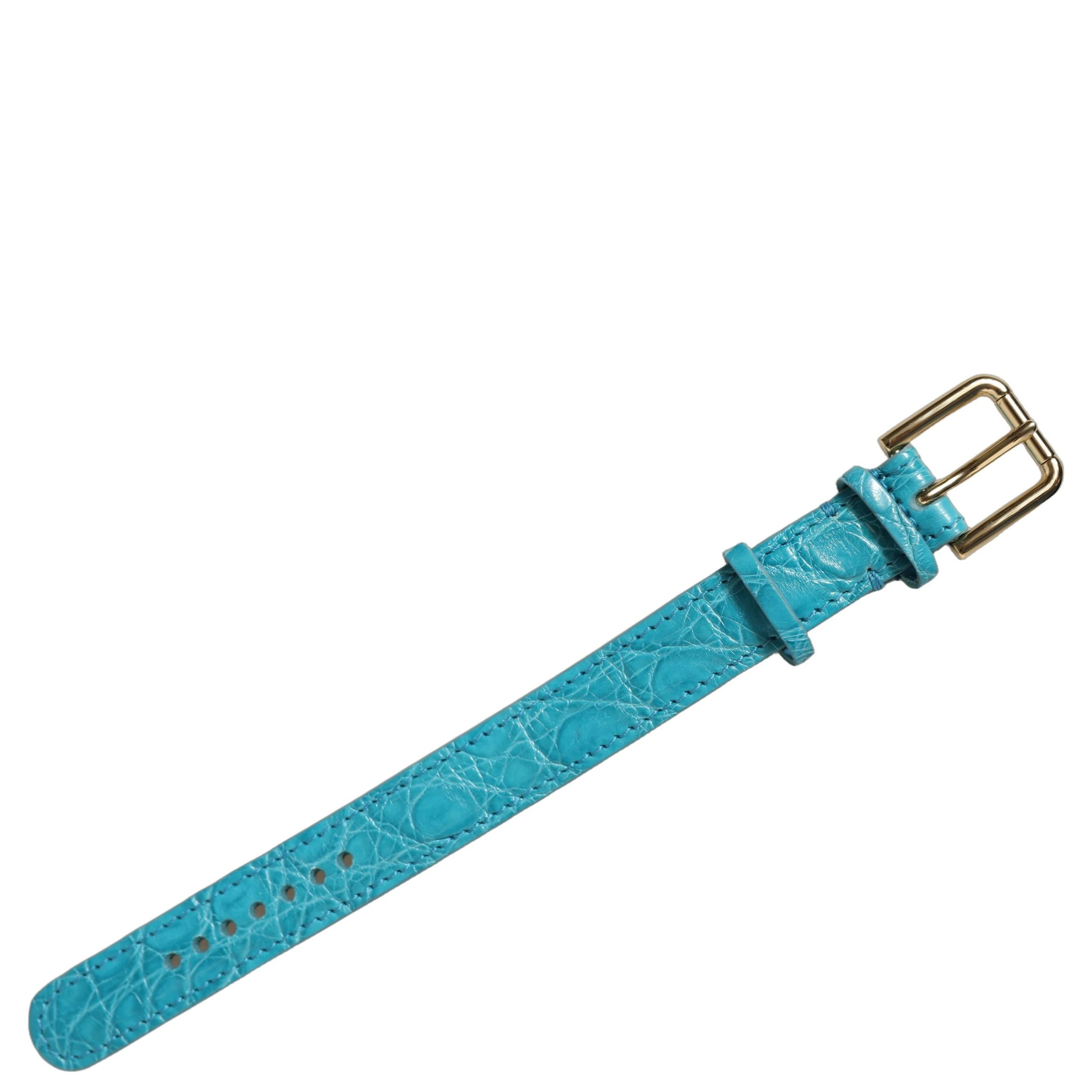 Turquoise Texture Leather Gold Buckle Belt Strap Bracelet