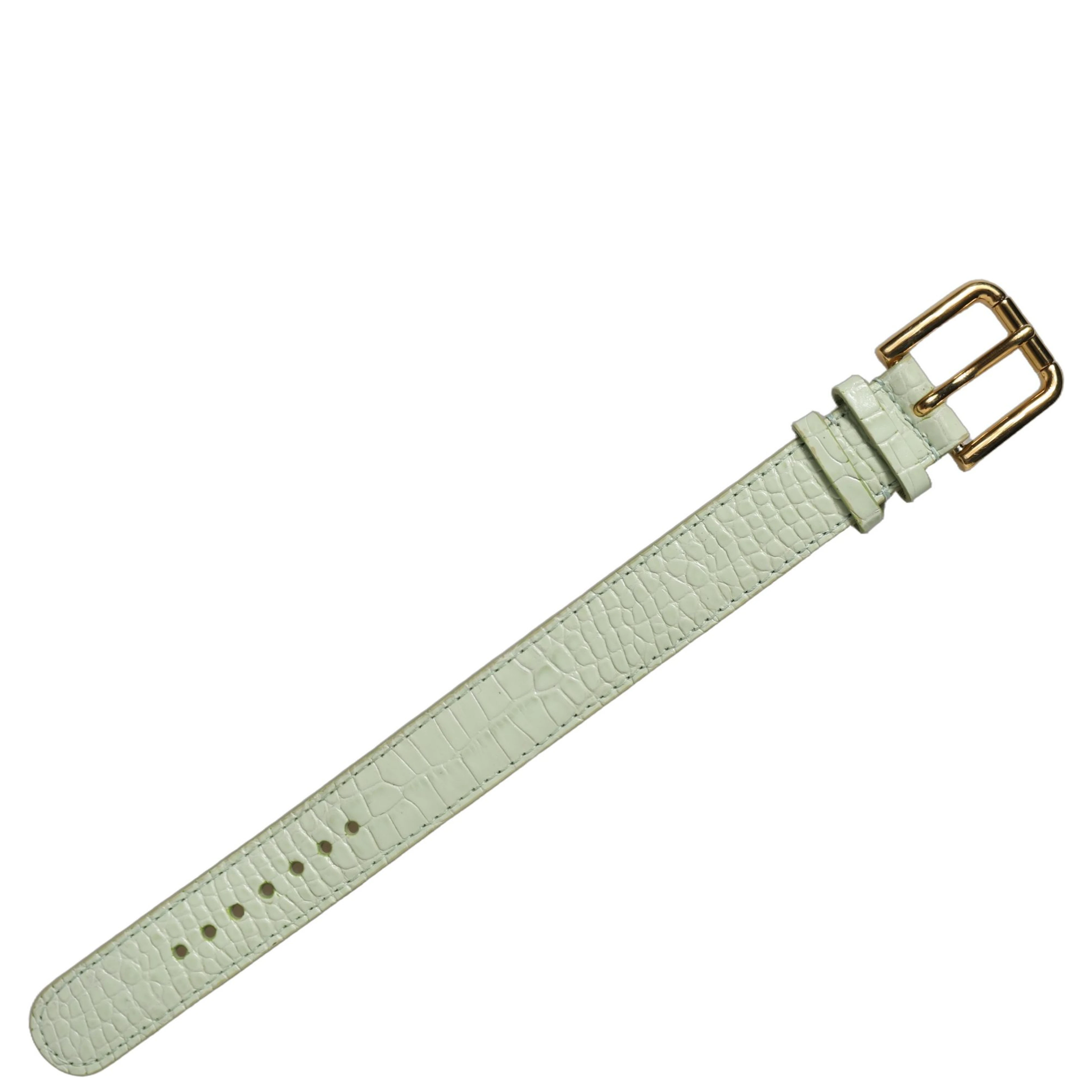 Green Embossed Leather Gold Buckle Belt Strap Bracelet