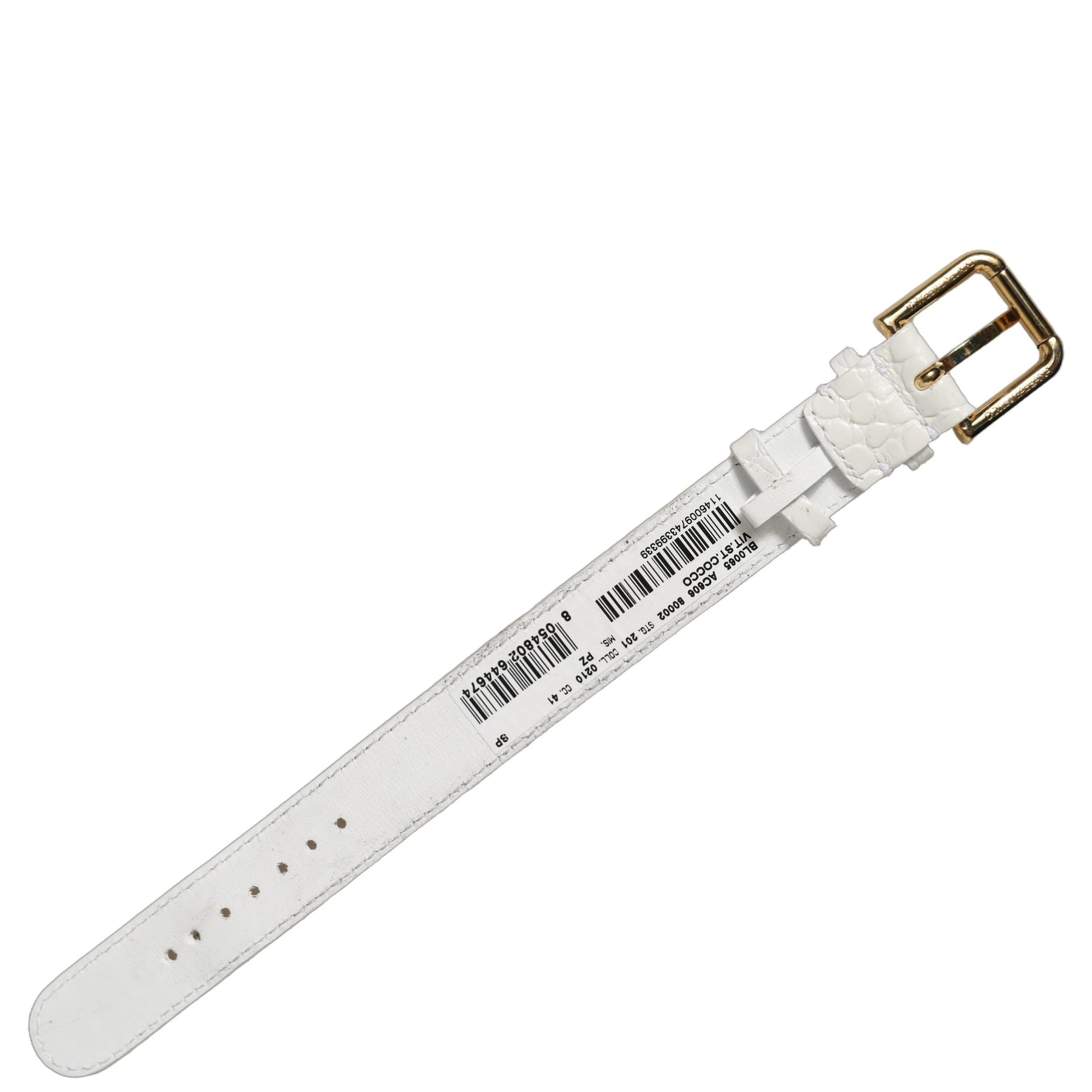 White Embossed Leather Gold Buckle Belt Strap Bracelet