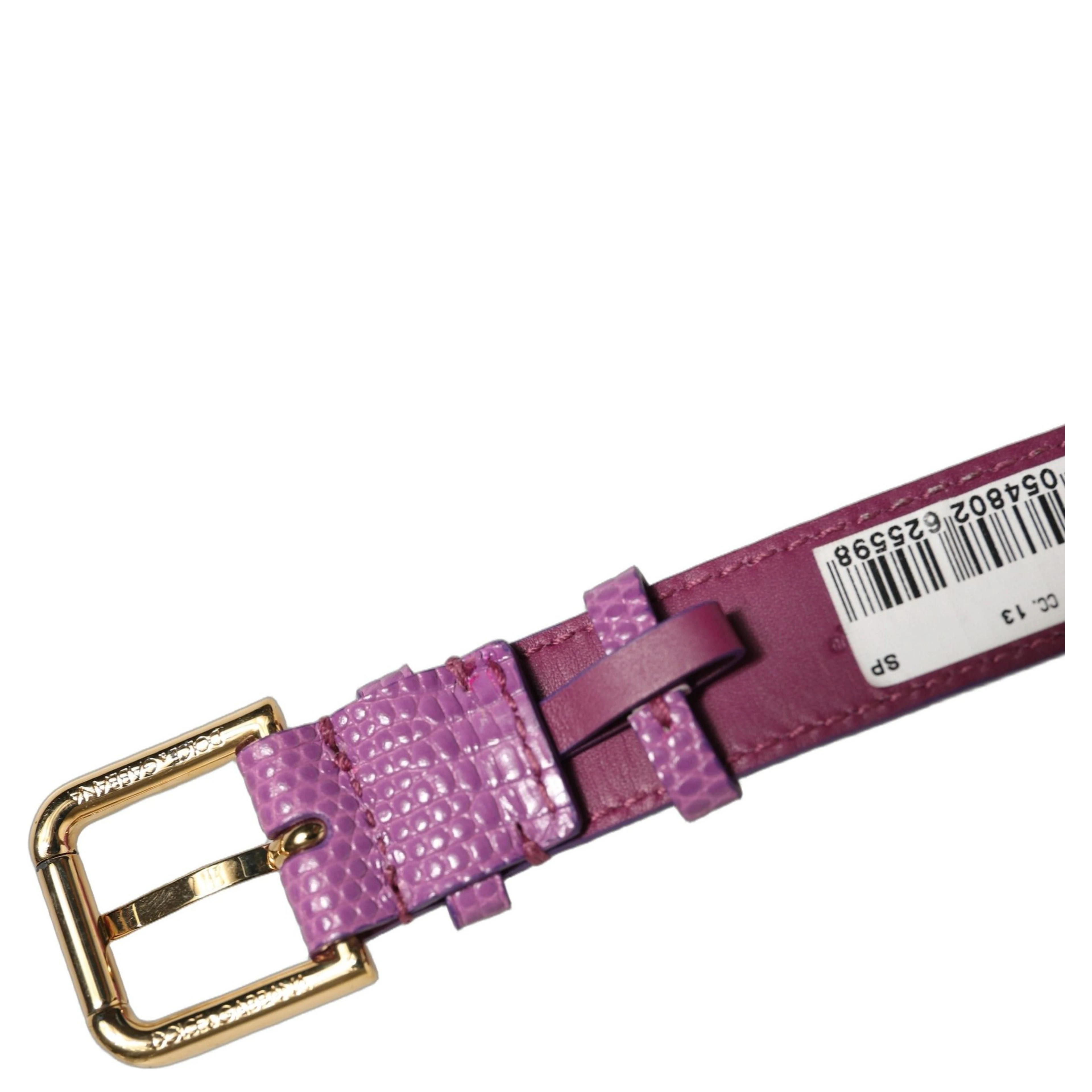 Purple Textured Leather Gold Buckle Belt Strap Bracelet