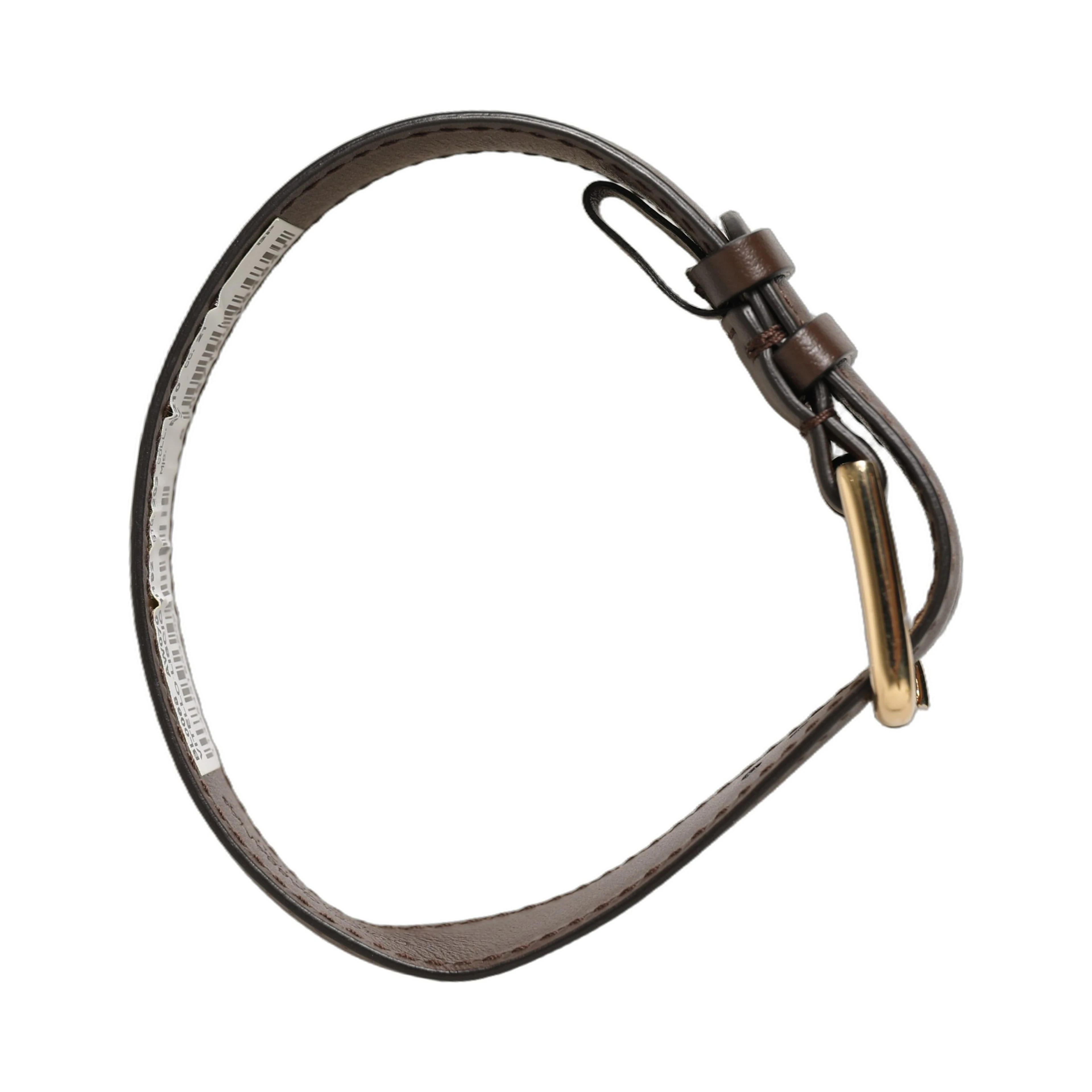 Brown Calfskin Leather Gold Buckle Belt Strap Bracelet
